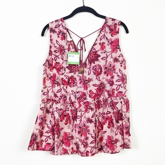 NWT Kate Spade Broome Street Pink Conch V-Neck Paisley Blossom Tank Top Size XS - Picture 10 of 13